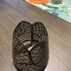 Copper cut,metal tea light holder, made in India, about 4 inches​​